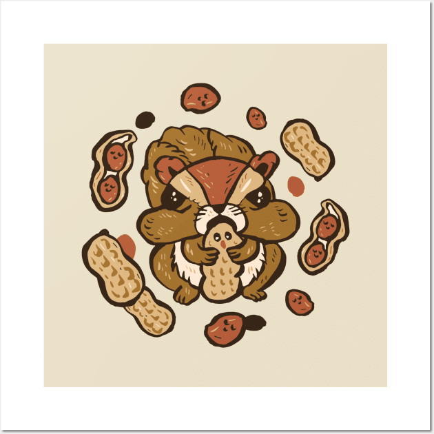 Squirrel eating peanuts Wall Art by nokhookdesign